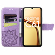 Θήκη με πτερύγιο για Realme C61, Butterfly, μωβ