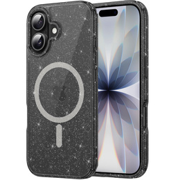 Θήκη για iPhone 17, για MagSafe, glitter, ημιδιαφανές μαύρο