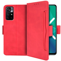 Θήκη με πτερύγιο για Xiaomi Poco M4 Pro 5G / Redmi Note 11S 5G, Card Slot, κόκκινη