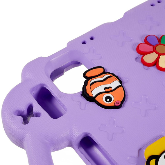 Παιδική θήκη για Apple iPad Air 11" 6 gen. 2024, Cute Patterns, με βάση, μωβ