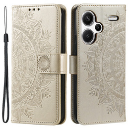 Θήκη με πτερύγιο για Xiaomi Redmi Note 13 Pro+, Mandala, χρυσή