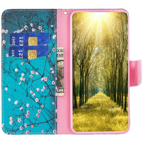 Θήκη με πτερύγιο για Xiaomi Redmi Note 12 Pro 5G / POCO X5 Pro 5G, Wallet, Sakura, μπλε