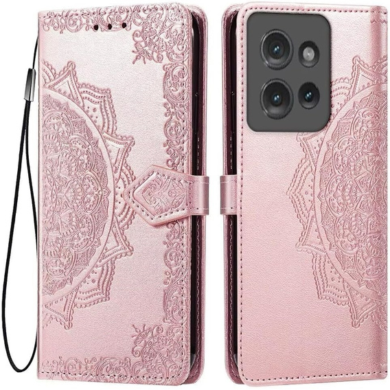 Θήκη με πτερύγιο για Motorola Edge 50 Neo / Motorola ThinkPhone 25, Mandala, ροζ rose gold