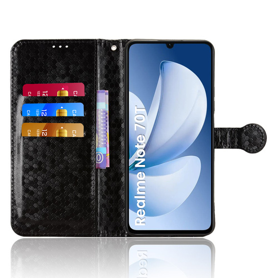 θήκη πτερύγιο για Realme Note 70T 4G, Wallet Rhombus, μαύρη