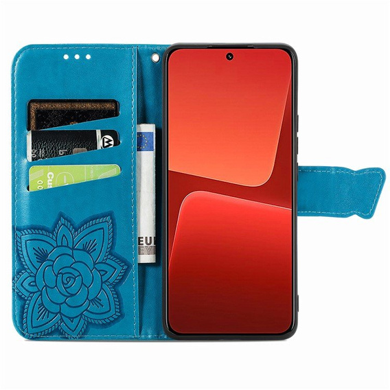 Θήκη με πτερύγιο για Xiaomi 13, Butterfly, μπλε