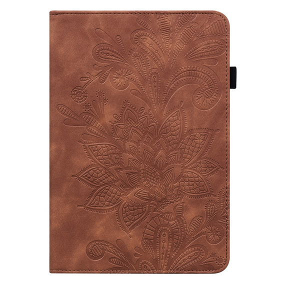 θήκη με πτερύγιο για Lenovo Tab M9, flower, καφέ