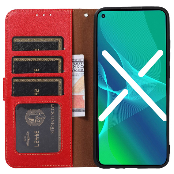 Θήκη με πτερύγιο για Motorola Moto G42 4G, KHAZNEH RFID, Dual Color, κόκκινη