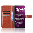 Θήκη με πτερύγιο για Xiaomi Poco M7 Pro 5G, Crazy Horse Wallet, καφέ