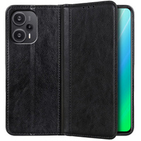 Θήκη για Poco F5 5G, Wallet Litchi Leather, μαύρη