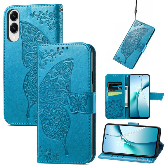 Θήκη με πτερύγιο για Samsung Galaxy S25 Edge, Butterfly, μπλε