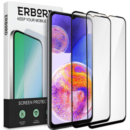 2x Μετριασμένο γυαλί για Samsung Galaxy A23 4G/5G, ERBORD 3D πλήρης οθόνη