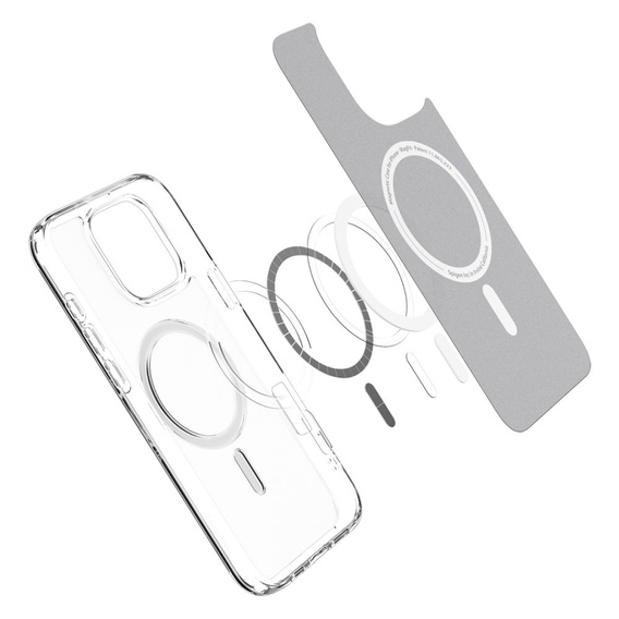Θήκη MagSafe Spigen για iPhone 16 Pro, Ultra Hybrid, διαφανής / λευκή + Μετριασμένο γυαλί 9H