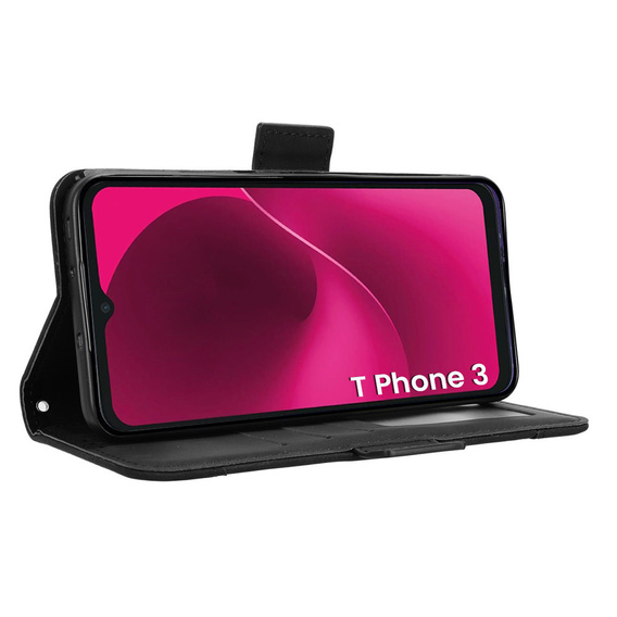 Θήκη με πτερύγιο για T Phone 3 5G, Card Slot, μαύρη