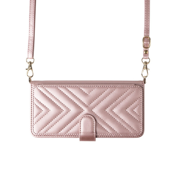 Θήκη με πτερύγιο για Samsung Galaxy S25 Edge, Crossbody Leather Wallet, ροζ