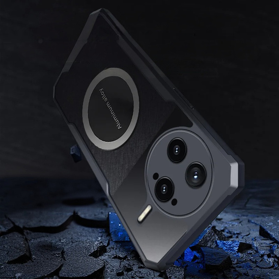 Θήκη για Xiaomi Poco F7 Ultra, με μαγνητική πλάκα, διαφανής / μαύρη