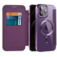 Θήκη με πτερύγιο για iPhone 12 Pro Max, RFID Wallet MagSafe CamShield, μωβ