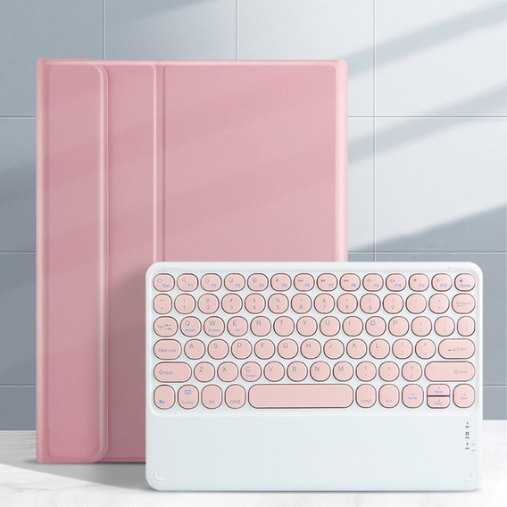 Θήκη + πληκτρολόγιο iPad Pro 11 2021 / 2018, iPad Air 10.9 4 2020 / 5 2022, Pen Slot, ροζ rose gold