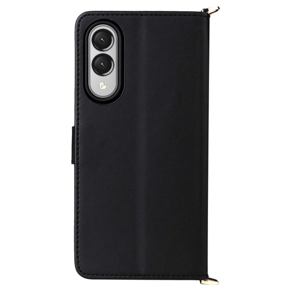 Θήκη με πτερύγιο για Samsung Galaxy S25 Edge, Crossbody Leather Wallet, μαύρη