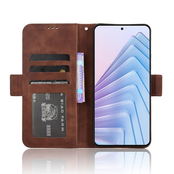 Θήκη με πτερύγιο για Xiaomi Redmi Note 14 4G, Card Slot, καφέ