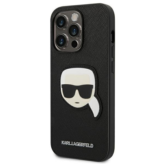 Karl Lagerfeld Θήκη για iPhone 14 Pro Max, Saffiano Karl's Head Patch, μαύρη