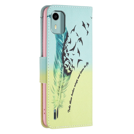 Θήκη με πτερύγιο για Nokia C12 4G, Wallet, feather, μπλε