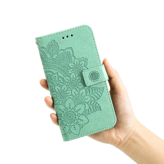 Θήκη με πτερύγιο για Huawei Nova Y61, Mandala Flower, πράσινη