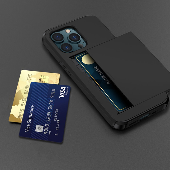 Θήκη για iPhone 15 Pro, Sliding Card Holder, μαύρη