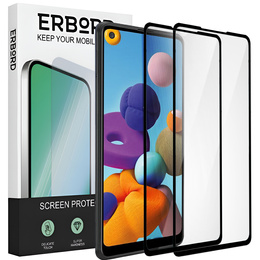 2x Μετριασμένο γυαλί για Samsung Galaxy A21/A21S, ERBORD 3D πλήρης οθόνη
