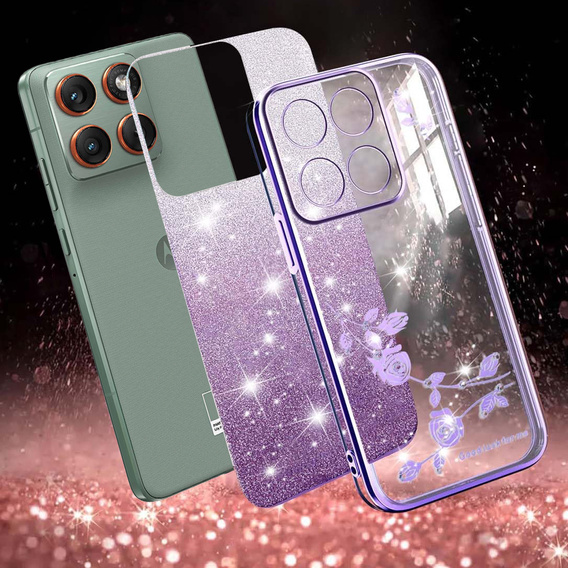 Θήκη με γκλίτερ Glitter Flower για Motorola Edge 70