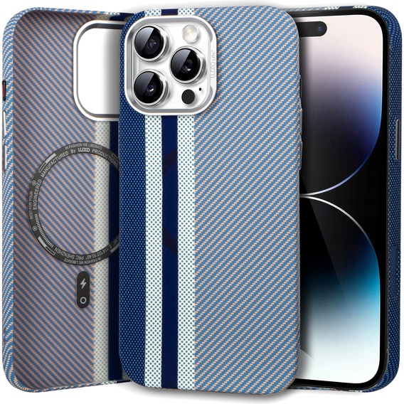 Θήκη για iPhone 14 Pro, ανθρακονήματα MagSafe, μπλε