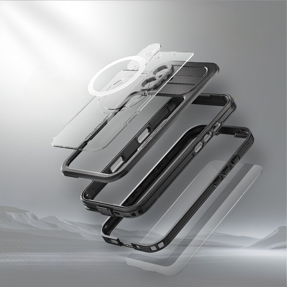 Αδιάβροχη θήκη IP68 για iPhone 16 Plus, SHELLBOX MagSafe, μαύρη
