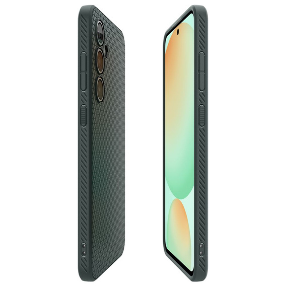 θήκη Spigen για Samsung Galaxy S24 FE, Liquid Air, πράσινη + μετριασμένο γυαλί 9H