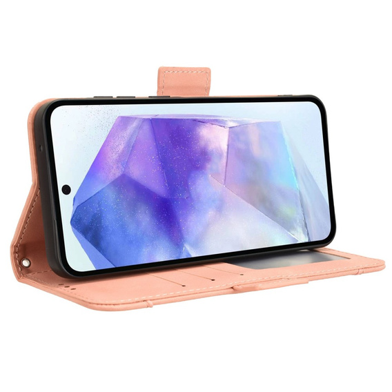 Θήκη με πτερύγιο για Samsung Galaxy A55 5G, Card Slot, ροζ