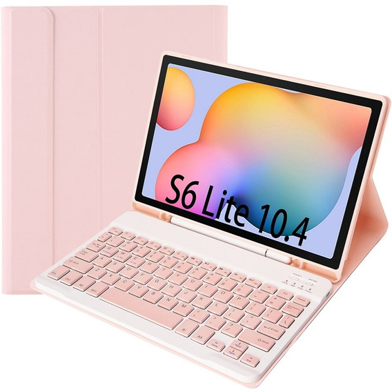 Θήκη + πληκτρολόγιο Samsung Galaxy Tab S6 Lite P610/P615 / S6 Lite 2022 10.4, Pen Slot, ροζ rose gold