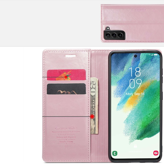 θήκη CASEME για Samsung Galaxy S21 FE, Waxy Textured, ροζ