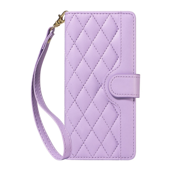θήκη πτερύγιο για Motorola Edge 50 Neo / Motorola ThinkPhone 25, Rhombus Crossbody Leather, μωβ