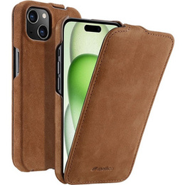 Θήκη MELKCO για iPhone 15 Plus, δερμάτινη, flip, καφές