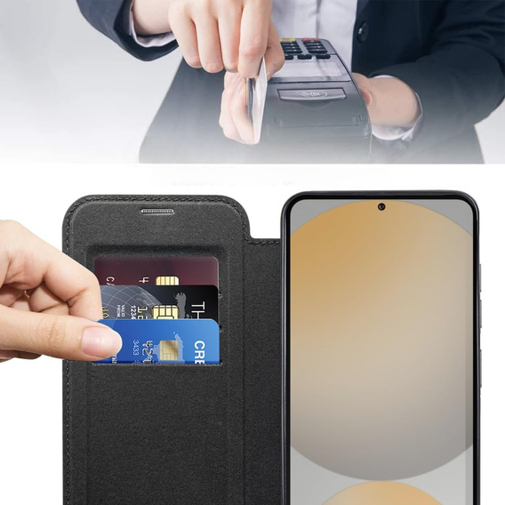 Θήκη με πτερύγιο για Samsung Galaxy S25 FE, RFID Wallet MagSafe CamShield, μαύρη