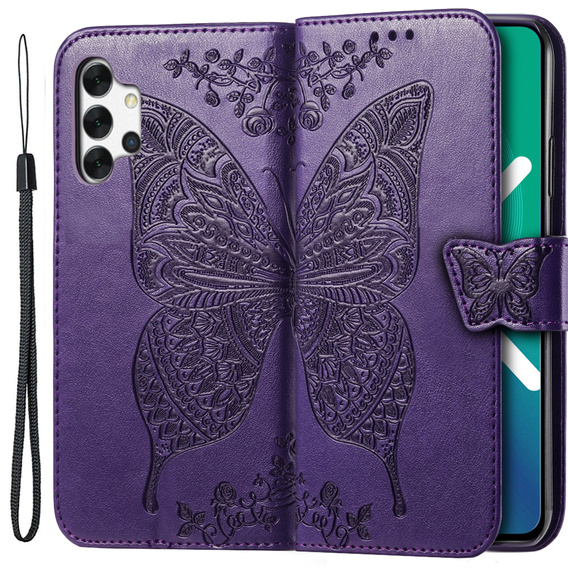 Θήκη με πτερύγιο για Samsung Galaxy A13 4G, Butterfly, μωβ