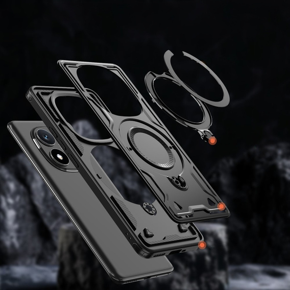 Θήκη για Xiaomi Redmi Note 14 Pro 5G /  Poco X7 5G, Στρατιωτικό MagSafe, μαύρη + γυαλί 9H