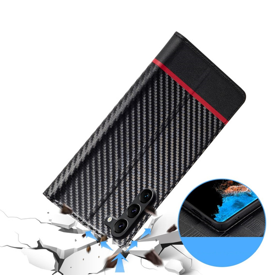 Θήκη με πτερύγιο για Samsung Galaxy S24, Carbon LC.IMEEKE, μαύρη