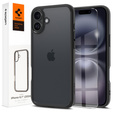 θήκη Spigen για iPhone 16, Ultra Hybrid, διαφανής / μαύρη + μετριασμένο γυαλί 9H