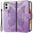 Θήκη με πτερύγιο για Motorola Moto G73 5G, Butterfly, μωβ