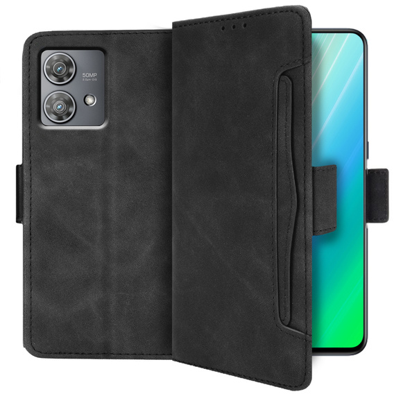 Θήκη με πτερύγιο για Motorola Edge 40 Neo, Card Slot, μαύρη