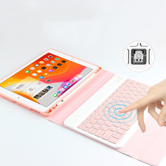 Θήκη + πληκτρολόγιο iPad 10.2 7/8/9 gen 2019/2020/2021, Keyboard Cover Pen Slot, ροζ rose gold