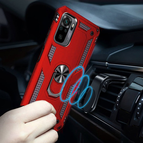 θωρακισμένη θήκη για Xiaomi Redmi Note 10 / 10S, Nox Case Ring, κόκκινη