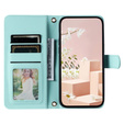 θήκη πτερύγιο για Samsung Galaxy S25, Rhombus Crossbody Leather, πράσινη