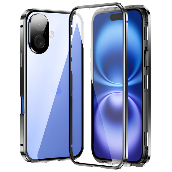 θήκη για το iPhone 16, Magnetic Dual Glass, ασημένια