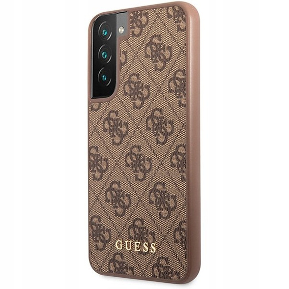 GUESS Θήκη για Samsung Galaxy S23, 4G Metal Gold Logo, καφέ
