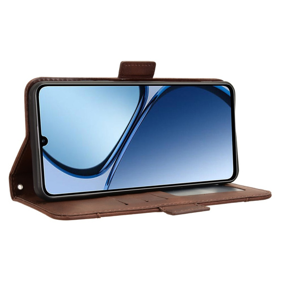 Θήκη με πτερύγιο για Realme C61, Card Slot, καφέ